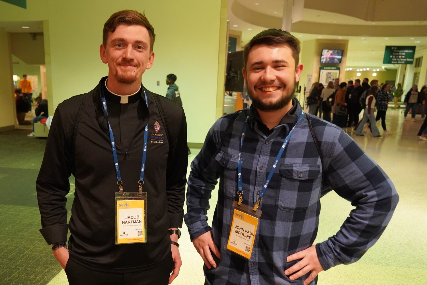Seminarians Jacob Hartman and John Paul McGuire of the Jefferson City diocese took part in a special track for seminarians at the SEEK23 conference.